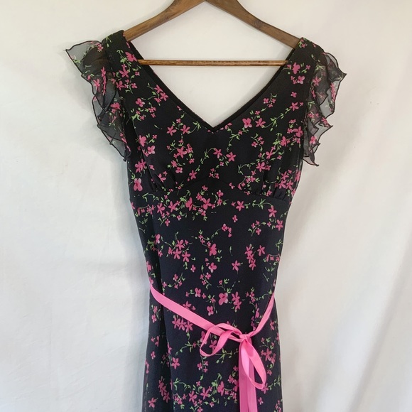 Ditsy floral flutter sleeve y2k midi dress - Picture 5 of 5